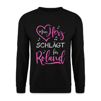 Mon cœur bat pour Roland - Sweat-shirt Unisexe - noir - Devant - Alina (178cm) & Michal (187cm)