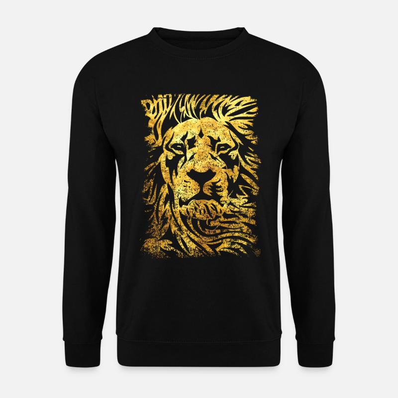 Löwe - Gold - Löwenkopf - Wild cat - Unisex Pullover - Schwarz