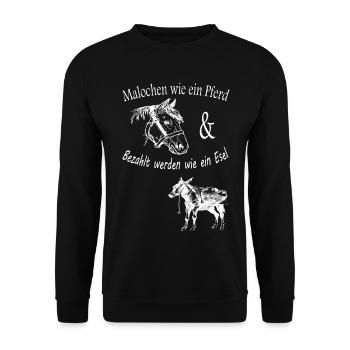 Malochen wie ein Pferd - Unisex Pullover - Schwarz - Vorne - Alina (178cm) & Michal (187cm)