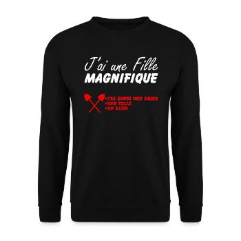 J'ai une fille magnifique - Sweat-shirt Unisexe - noir - Devant - Alina (178cm) & Michal (187cm)