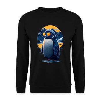 Pingouin cool - Sweat-shirt Unisexe - noir - Devant - Alina (178cm) & Michal (187cm)