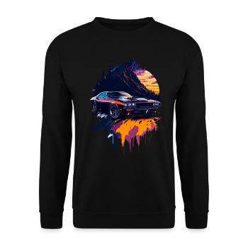 Klassischer Sportwagen - Unisex Pullover - Schwarz - Vorne - Alina (178cm) & Michal (187cm)