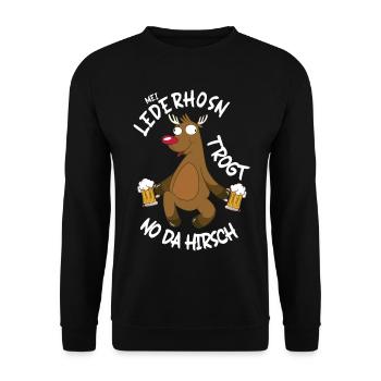 Hirsch Prost Party Cartoon Bierzelt - Unisex Pullover - Schwarz - Vorne - Alina (178cm) & Michal (187cm)