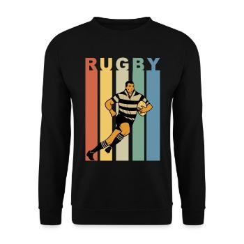 Retro rugby rugby player - Unisex Sweatshirt - black - Front - Alina (178cm) & Michal (187cm)