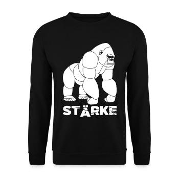 Gorilla-Stärke - Unisex Pullover - Schwarz - Vorne - Alina (178cm) & Michal (187cm)