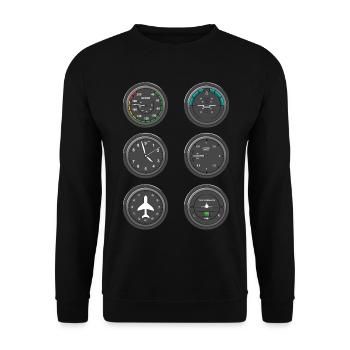 Airplane Flight Instruments - Unisex Sweatshirt - black - Front - Alina (178cm) & Michal (187cm)