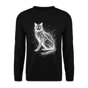Portrait de chat abstrait avec des lignes sauvages - Sweat-shirt Unisexe - noir - Devant - Alina (178cm) & Michal (187cm)