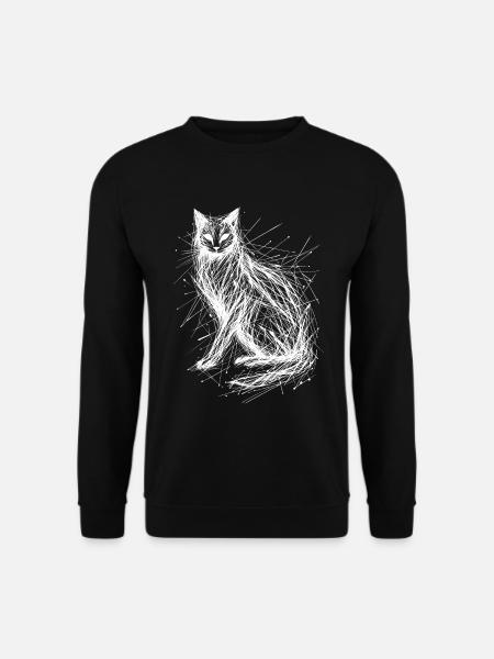 Abstract Cat Portrait with Wildcut Lines - Unisex Sweatshirt - black