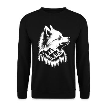 Pomeranian Dog Mountain - Unisex Sweatshirt - black - Front - Alina (178cm) & Michal (187cm)