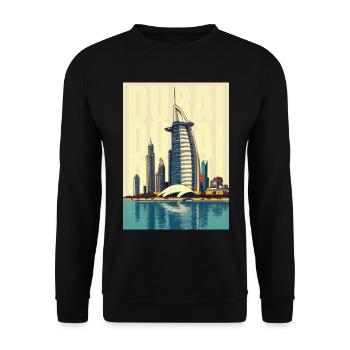 Dubai Skyline – Burj Khalifa und Moderne Wüstensta - Unisex Pullover - Schwarz - Vorne - Alina (178cm) & Michal (187cm)