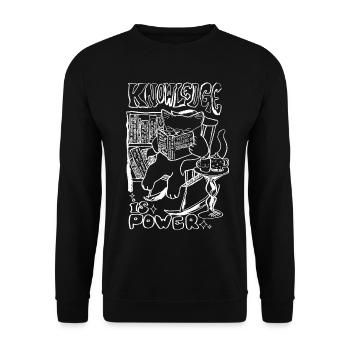 KNOWLEDGE IS POWER - Unisex Sweatshirt - black - Front - Alina (178cm) & Michal (187cm)