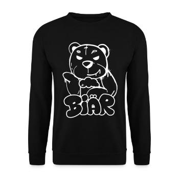 Komischer Bär mit Bierglas - Unisex Pullover - Schwarz - Vorne - Alina (178cm) & Michal (187cm)