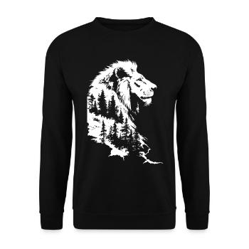 Lion Nature Forest Mountains Lion Head - Unisex Sweatshirt - black - Front - Alina (178cm) & Michal (187cm)