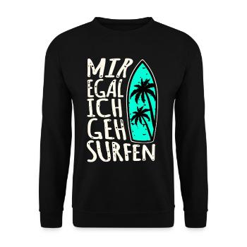 Mir Egal Ich Geh Surfen - Unisex Pullover - Schwarz - Vorne - Alina (178cm) & Michal (187cm)