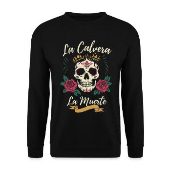 Crâne en sucre Noël homme cadeau floral - Sweat-shirt Unisexe - noir - Devant - Alina (178cm) & Michal (187cm)