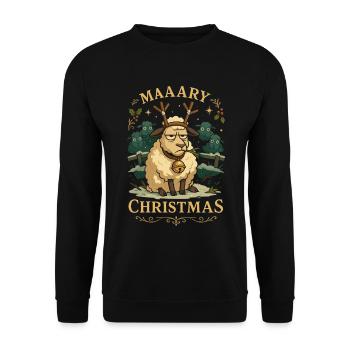 Maaary Christmas Schaf - Unisex Pullover - Schwarz - Vorne - Alina (178cm) & Michal (187cm)