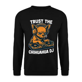 Chihuahua DJ Retro Turntables Headphones Gift - Unisex Sweatshirt - black - Front - Alina (178cm) & Michal (187cm)