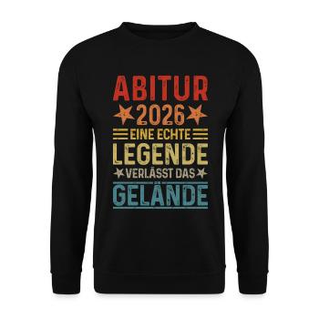 Abitur 2026 Une légende quitte les lieux d’Abi - Sweat-shirt Unisexe - noir - Devant - Alina (178cm) & Michal (187cm)