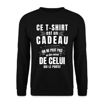 Tshirt cadeau pas celui qui le porte Humour Homme - Sweat-shirt Unisexe - noir - Devant - Alina (178cm) & Michal (187cm)