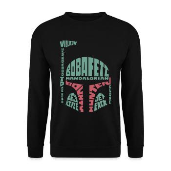 Star Wars: Mandalorian Helm Aus Schriftzügen - Unisex Pullover - Schwarz - Vorne - Alina (178cm) & Michal (187cm)
