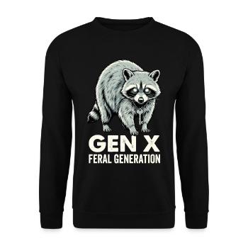 Vintage Raccoon Gen X Feral Generation - Unisex Sweatshirt - black - Front - Alina (178cm) & Michal (187cm)