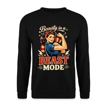 Pin-Up Fashion : La beauté rencontre le muscle rétro - Sweat-shirt Unisexe - noir - Devant - Alina (178cm) & Michal (187cm)
