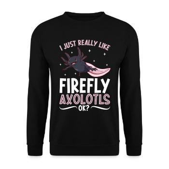 J’adore mon Luciole Axolotl - Sweat-shirt Unisexe - noir - Devant - Alina (178cm) & Michal (187cm)