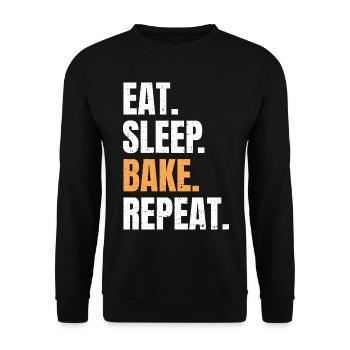 Eat Sleep Bake Repeat Baking Baker Profession Hobby - Unisex Sweatshirt - black - Front - Alina (178cm) & Michal (187cm)