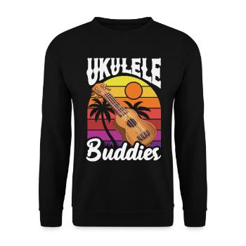 Retro Ukulele Buddies Vintage Hawaii Musiker - Unisex Pullover - Schwarz - Vorne - Alina (178cm) & Michal (187cm)