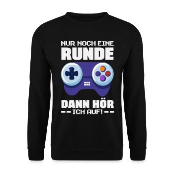 Nur Noch Eine Runde Dann Hör Ich Auf Zocker - Unisex Pullover - Schwarz - Vorne - Alina (178cm) & Michal (187cm)
