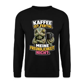 Kaffee Fertig, Freundlichkeit Nicht - Unisex Pullover - Schwarz - Vorne - Alina (178cm) & Michal (187cm)