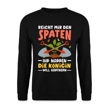Königin Will Gärtnern - Unisex Pullover - Schwarz - Vorne - Alina (178cm) & Michal (187cm)