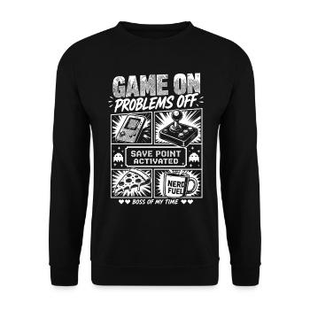Problèmes de Game On Off Retro Gaming - Sweat-shirt Unisexe - noir - Devant - Alina (178cm) & Michal (187cm)