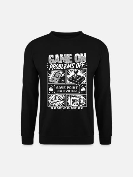 Game On Problems Off Retro Gaming - Unisex Pullover - Schwarz