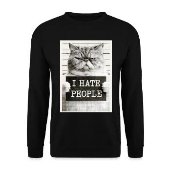 GrimmigerKater JE DÉTESTE LES GENS - Sweat-shirt Unisexe - noir - Devant - Alina (178cm) & Michal (187cm)