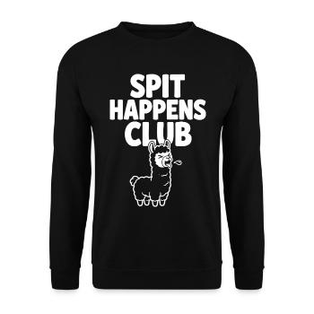 Spit Happens Club lustiges Lama - Unisex Pullover - Schwarz - Vorne - Alina (178cm) & Michal (187cm)