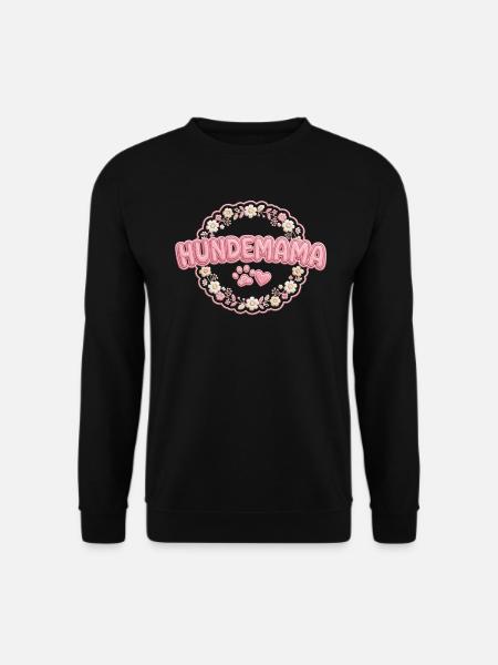 Hundemama Blütenstickerei - Unisex Pullover - Schwarz