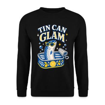 Tin Can Glam Sardinen mit Sonnenbrille - Unisex Pullover - Schwarz - Vorne - Alina (178cm) & Michal (187cm)