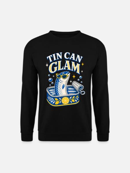 Tin Can Glam Sardines with Sunglasses - Unisex Sweatshirt - black