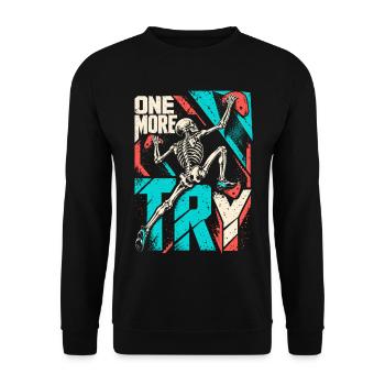 Bouldern Skelett One More Try - Unisex Pullover - Schwarz - Vorne - Alina (178cm) & Michal (187cm)