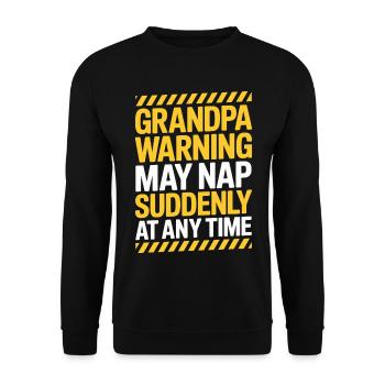 Opa Warnung! Kann jederzeit plötzlich ein Nickerchen machen - Unisex Pullover - Schwarz - Vorne - Alina (178cm) & Michal (187cm)