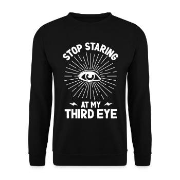 Hör auf, mein Drittes Auge anzustarren - Unisex Pullover - Schwarz - Vorne - Alina (178cm) & Michal (187cm)