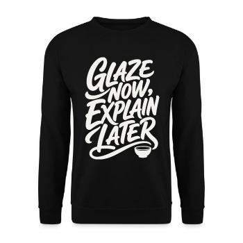 Töpfern – Glaze Now, Explain Later - Unisex Pullover - Schwarz - Vorne - Alina (178cm) & Michal (187cm)