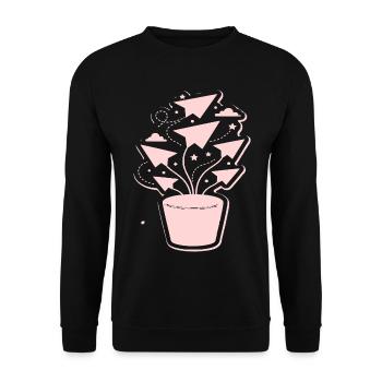 Pastellpapierflug Blütenzauber - Unisex Pullover - Schwarz - Vorne - Alina (178cm) & Michal (187cm)