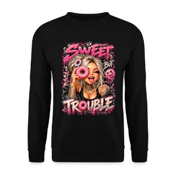 Sweet Trouble Donut Glam - Unisex Pullover - Schwarz - Vorne - Alina (178cm) & Michal (187cm)