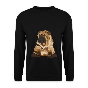 Chien de pli chinois Shar pei - Sweat-shirt Unisexe - noir - Devant - Alina (178cm) & Michal (187cm)