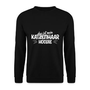 Katzenspruch Das ist mein Katzenhaar Hoodie - Unisex Pullover - Schwarz - Vorne - Alina (178cm) & Michal (187cm)