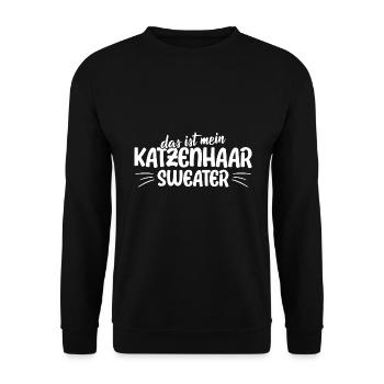 Katzenspruch Das ist mein Katzenhaar Sweater - Unisex Pullover - Schwarz - Vorne - Alina (178cm) & Michal (187cm)