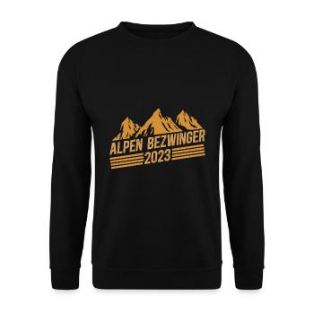 Alpenbezwinger 2023 Alpenüberquerung Finisher - Unisex Pullover - Schwarz - Vorne - Alina (178cm) & Michal (187cm)
