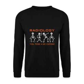 Radiologie | lustiger Skull dabbing | Röntgen - Unisex Pullover - Schwarz - Vorne - Alina (178cm) & Michal (187cm)